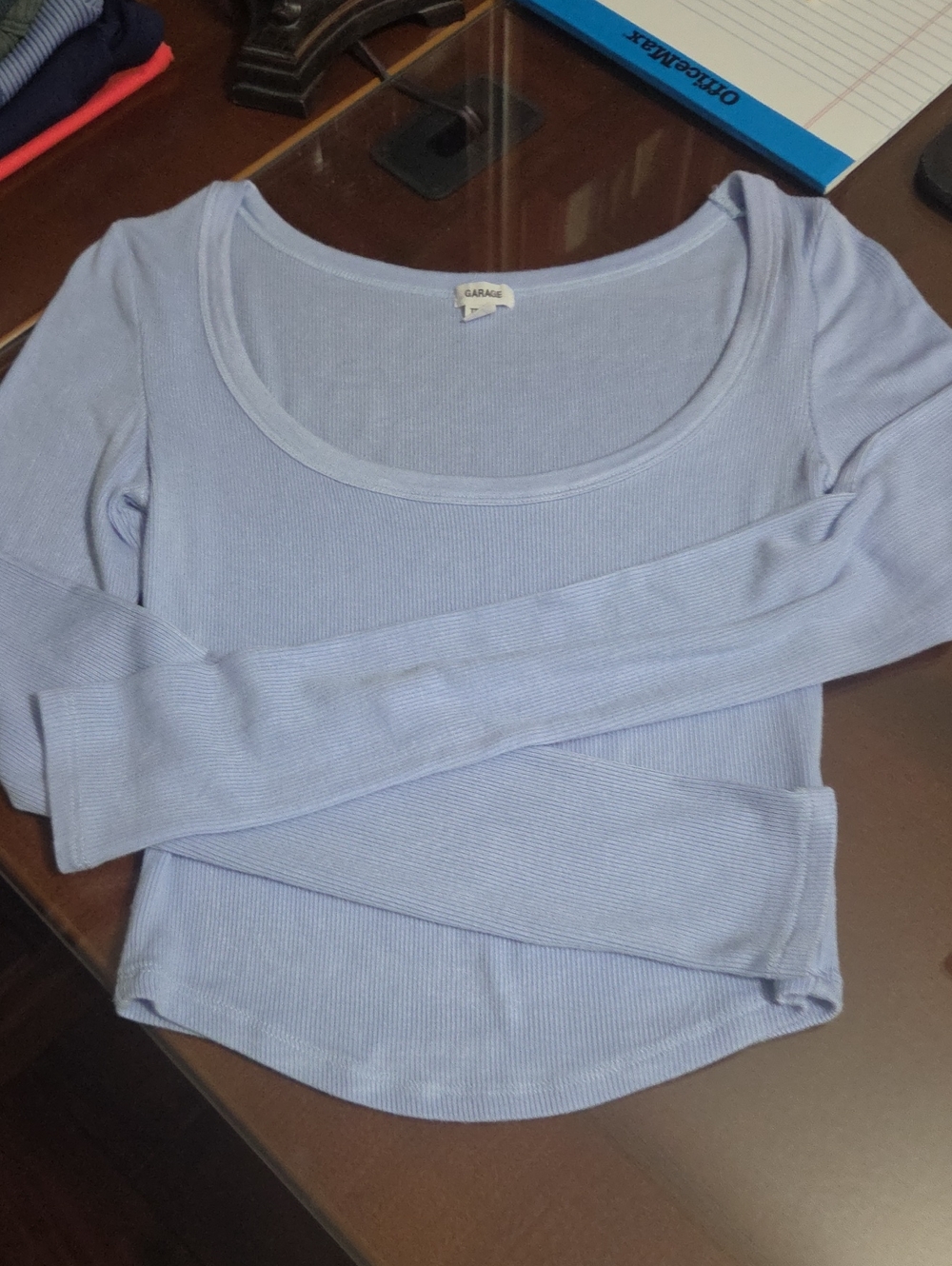 Garage Lavender Ribbed Scoop Neck Long Sleeve Top